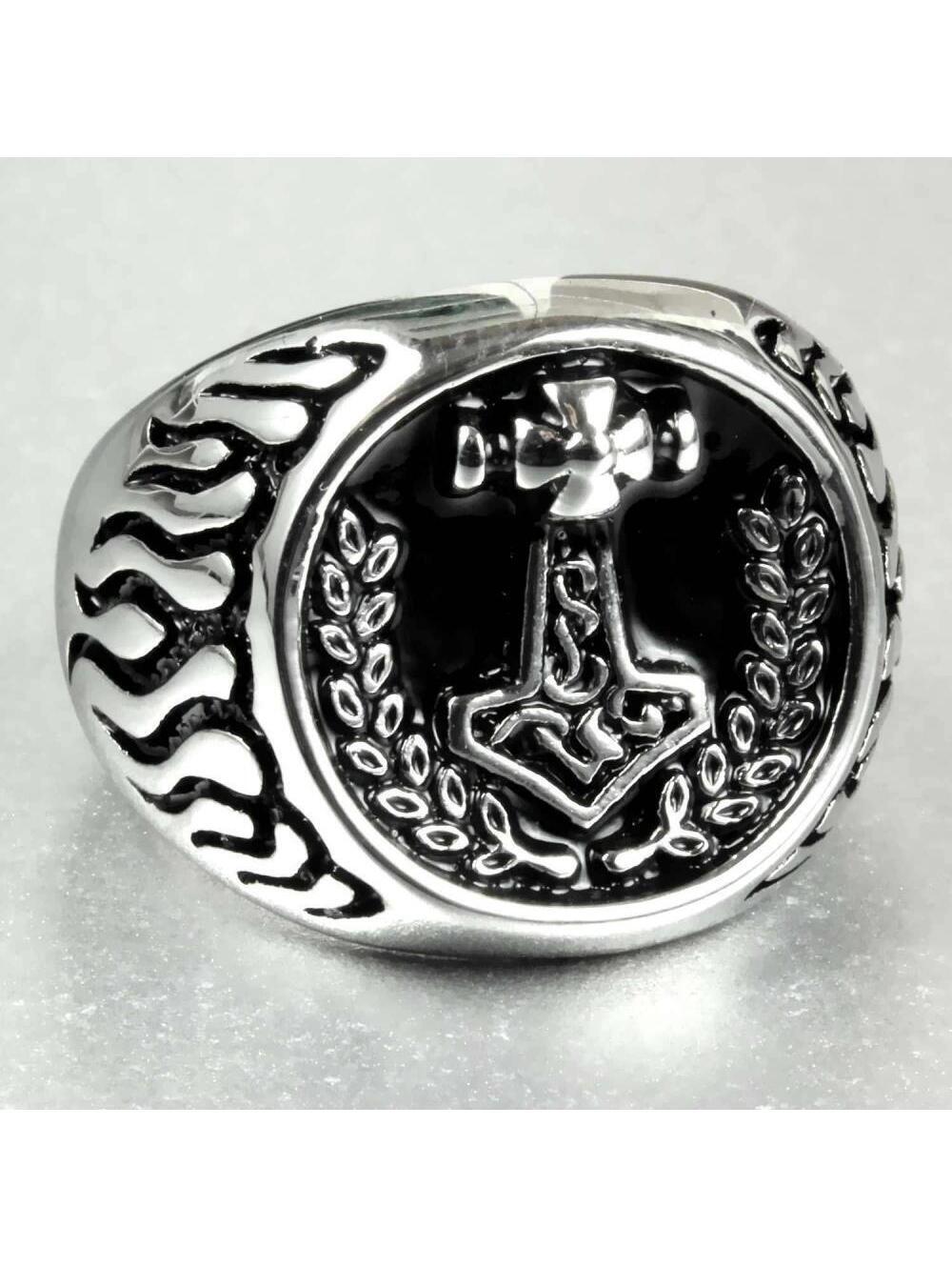 BIKER RING SIZE 11 STAINLESS STEEL MOLJINOR viking asatru odin nordic rune pagan